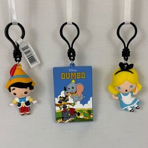 Disney 3D Figural Bag Clips Series 42 Dumbo, Pinocchio, Alice in Wonderland